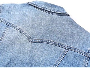 Veste en jean pour femme, coupe classique, bleu personnalisé, style streetwear vintage, respirante, manches longues, en coton, fabricant OEM ODM - Product Image 6