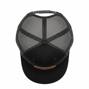 Casquette Trucker Noire Respirante avec Logo Personnalisé en Relief, Écusson en Cuir, Réglable, 6 Panneaux, Maille, Snapback, Unisexe, Pêche, Sports - Product Image 6