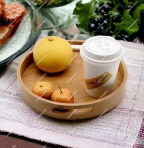 Ecowoodies Rounded Handmade Breakfast Wooden Bamboo Tray Eco-friendly Decorative Elegant Large Capacity <b>Bread</b> Food Kitchen - Product Image 3