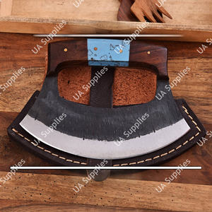 Cuchillo de cocina Ulu de acero inoxidable forjado a mano, de grado industrial, para bricolaje, con hoja de espiga completa, afilada como una navaja, para picar carne, con bajo MOQ - Product Image 5