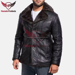 Manteau d'hiver élégant pour hommes personnalisable nouvelle mode veste en cuir de fausse fourrure en peau de mouton véritable surdimensionnée veste élégante et chaude - Product Image 3