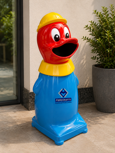 2026 Outdoor Duck Shape Dustbin <b>Red</b> Yellow Color Fiberglass Decorative Waste <b>Bin</b> Use Me Design - Product Image 5