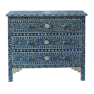 Commode en bois sculptée à la main avec incrustations en os, meuble de rangement exclusif pour une décoration intérieure haut de gamme - Product Image 1