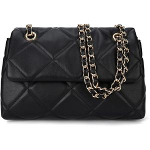 Black Embossed Quilted Fabric Crossbody Purse <b>Chain</b> Shoulder Bag Flap Handbag for Women Travel Daily Use - Product Image 2