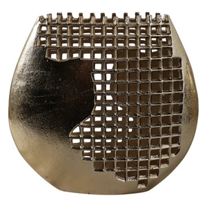 Jarrón clásico con acabado dorado y diseño calado, perfecto para la decoración de esquinas artísticas modernas y el estilo interior de dormitorios, procedente de la India. - Product Image 3