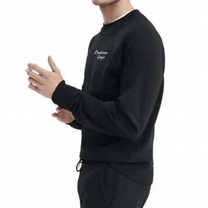 Sweat-shirt à logo personnalisé pour homme sans capuche, col pull-over, manches longues, coupe classique, 100% coton molletonné - Product Image 6