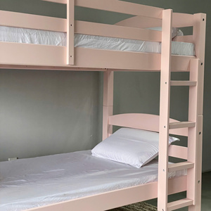 Lit superposé rose minimaliste personnalisable, meubles de chambre à coucher en bois sur mesure pour enfants - Product Image 4