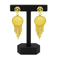 Boucles d'oreilles pendantes en laiton plaqué or 14K, 18K, 24K, motif floral, design turc et arabe, pour mariée, mariage, mode, vente en gros