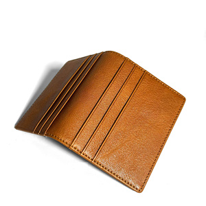 Castello Unisex Bi-Fold Card Holder <b>Wallet</b> Genuine Vegetable Tanned Leather with Open Short Polyester New Release for Men Women - Product Image 5