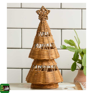 99 GOLD DATA Vintage Eco-Friendly Rattan <b>Christmas</b> Tree Stand Woven Natural Rattan for <b>Christmas</b> <b>Table</b> <b>Decor</b> Seasonal Displays - Product Image 1
