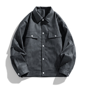 Leather <b>Jacket</b> Casual Faux Leather Motorcycle <b>Jacket</b> Outerwear Coat with Zipper Pockets Men - Product Image 2