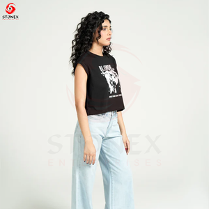Camiseta de Algodón Premium Estampada para Mujer, Corte Holgado y Relajado, Cuello Redondo, Estilo Casual, Moda Diaria, Prenda Básica Esencial - Product Image 2