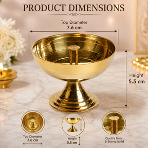 Handcrafted Brass <b>Pooja</b> Diya with Wick Holder | Traditional Golden Oil Lamp <b>for</b> <b>Mandir</b> <b>Home</b> Temple Diwali Festive Decor - Product Image 3