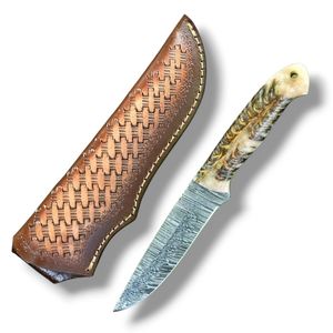 Couteaux de chasse en acier Damas cuivré, lame à motifs de haute qualité, faits à la main, pour le camping et la chasse en extérieur, pour la nature sauvage - Product Image 1