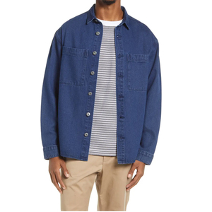 Best Quality Long Sleeve Cotton <b>Denim</b> Jeans Shirts for Men Factory Made Breathable <b>Material</b> Men <b>Denim</b> Shirt OEM Service - Product Image 1