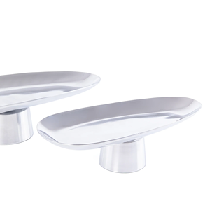 ชุดถาดวางเค้กสแตนเลสทรงรี 2 ชิ้น พร้อมชั้นวางโชว์ - Product Image 2