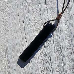 Natural Obsidian Crystal Unshaped Pendant Necklace with Adjustable <b>Rope</b> <b>Chain</b> for Men and Boys - Product Image 4