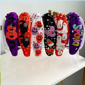 Diadema Negra Duradera de Halloween con Cuentas, Hecha a Mano, con Calabaza, Dulces, Calavera y Cristales, Accesorio para el Cabello para Mujeres y Niñas 2026 - Product Image 5