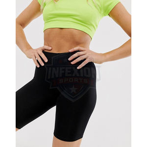 High Waist Black Sporty Knitted Shorts For Women Breathable Stretch Fit Solid Color Athletic Workout Wear - Product Image 3