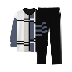 À la mode hiver sweats à capuche survêtement décontracté Sport pantalon fermeture éclair survêtement ensemble Streetwear survêtement deux pièces ensembles hommes 100% coton - Product Image 1