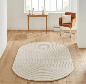 Tapis ovales faits main blanc pur à motif haut de gamme, antidérapants, adaptés aux animaux domestiques, à poils longs, pour salon, chambre, décoration intérieure, Nouvel An - Product Image 1