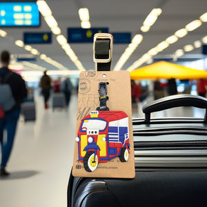 Tuk Tuk Thailand Silicone Luggage Tag for Travel for <b>Suitcase</b> Backpack and Summer Beach Bag 3 Colors to Choose - Product Image 1