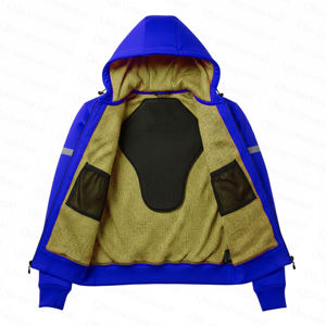 Hoodie de moto renforcé en Kevlar avec protections CE niveau 2, veste de moto réfléchissante à fermeture éclair - Product Image 5