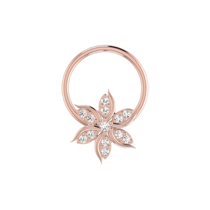 Ajretail – Piercing de nez en or 14 carats avec diamant naturel de 0,03 carat, certifié GIA, couleur HI, clarté VS-SI, motif floral ethnique - Product Image 2