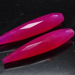 ลูกปัดหินชาลเซโดนีสีชมพูสดทรงหยดน้ำเหลี่ยมเพชรพลอย ยาว 35 มม. สำหรับทำเครื่องประดับต่างหู หินหลวม ขายส่ง PME - Product Image 1