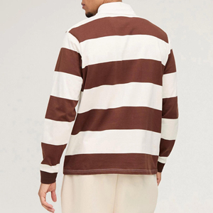 Maillot de rugby pour homme, manches longues, impression personnalisée du logo, rayures contrastées, respirant, séchage rapide, service OEM, maillot de rugby à manches longues - Product Image 6