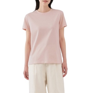 Camisetas de Manga Corta para Mujer, 100% Algodón Premium, Casuales, Transpirables, de Verano, Color Sólido, con Logotipo, Tejido Liso Teñido, Venta al Por Mayor - Product Image 1