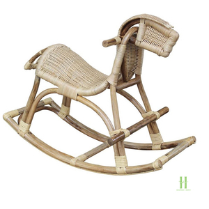 Cheval à bascule en rotin écologique pour enfants, fait main, en osier naturel, jouet pour bébé, décoration pour la chambre d'enfant - Product Image 4