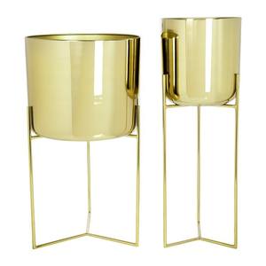 Pot de fleurs en métal design avec support en fer doré pour la décoration moderne de la maison, du jardin et du salon - Product Image 5