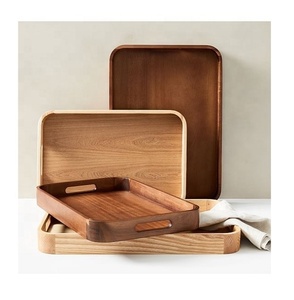 Ensemble de 4 plateaux de service en bois d'acacia, écologiques, durables, de qualité commerciale, finition polie, compatibles lave-vaisselle, pour hôtel - Product Image 1