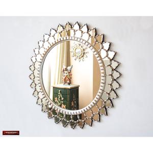 Espejo decorativo colgante de plata grande, arte de pared de 27,6 \ "para el Hogar, baño, sala de estar con acento peruano, decoración de pared - Product Image 3