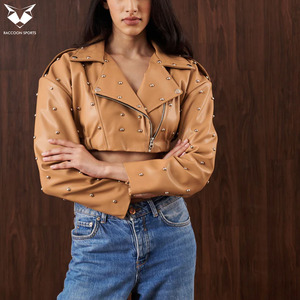 เสื้อแจ็คเก็ตหนัง PU แบบเย็บลายประดับหมุดสำหรับผู้หญิง ขายดี ทรงปกติ สไตล์เก๋ไก๋ เหมาะสำหรับใส่ไปเที่ยวคลับ ชุดลำลอง ชุดไปงานปาร์ตี้ - Product Image 6