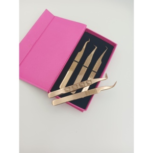 Lightweight Gold-Plated Smooth Tip Precision Eyelash Tweezers for Accurate Lash Placement for Volume Classic Extensions - Product Image 1