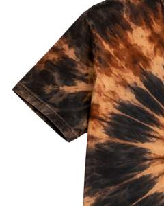T-shirt en coton personnalisé marron et noir tie-dye à manches courtes, col rond, délavage vintage, pour homme, style streetwear décontracté, été - Product Image 5