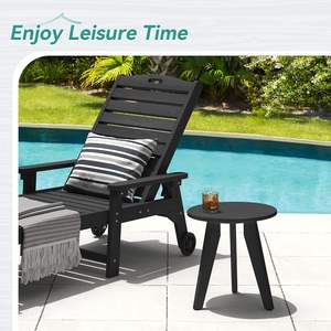 Mesa Auxiliar Moderna Negra para Exteriores, Base Redonda de Trípode, Resistente a la Intemperie, Diseño Contemporáneo para Patio, Terraza o Porche - Product Image 5