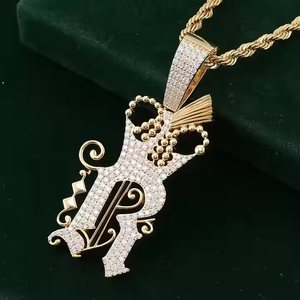 Colgante Vintel Vintage con Letra Solitaria de Moissanita, Plata 925 Bañada en Oro, Amuletos Unisex para Fiestas y Uso Diario - Product Image 1
