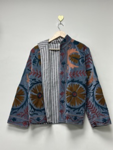 Veste bomber en velours brodé de style indien, respirante, bohème, écologique, Suzani, col rond, manches longues, grande taille, pour femmes, hiver - Product Image 4