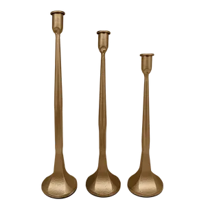 Ensemble de trois supports à bougies en métal doré décoratifs pour table à manger, salon, décoration intérieure - Product Image 4