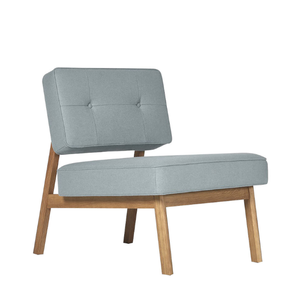 This light blue Swoon Aron single chair features a button-accented backrest and a sturdy solid <b>oak</b> <b>frame</b>. - Product Image 2