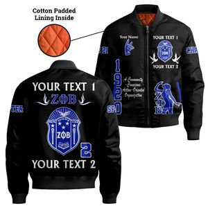 เสื้อแจ็คเก็ตบอมเบอร์ผ้าแคนวาส Zeta Phi Beta สีดำสำหรับผู้ชาย  ชมรมพี่น้องชาวกรีก  แบบวาร์ซิตี้ กันน้ำ สำหรับฤดูหนาว  ปักลาย  ผลิตตามสั่ง  ผู้ผลิต OEM - Product Image 5