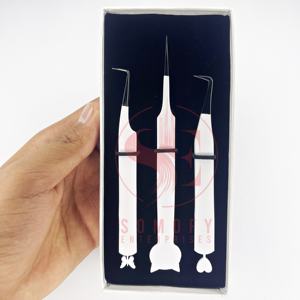 Pinzas de pestañas de volumen profesional con etiqueta privada personalizada, punta de fibra de aislamiento fuerte, extensiones de acero inoxidable con logotipo - Product Image 2