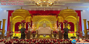 Impresionante Decoración de Escenario para Ceremonia de Saree, Estilo Templo Real, Decoración Exclusiva para Ceremonia Voni, Arreglo Tradicional para Ceremonia de Juventud - Product Image 3