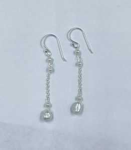 Boucles d'oreilles pendantes en perles d'eau douce naturelles, bijoux en perles faits à la main, accessoires de mode élégants pour mariée - Product Image 6