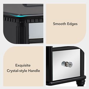 43\" Black Makeup Vanity Set for Bedroom <b>Dressing</b> Table with Mirrored Drawers and Stool Tri-Fold Mirror - Product Image 5