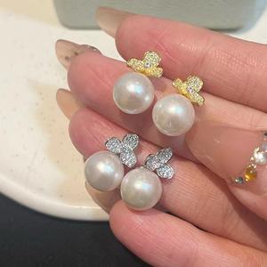 Boucles d'oreilles polyvalentes haut de gamme en argent 925, perles naturelles blanches australiennes exquises de 11-10 mm, perles élégantes comparables de 11-10 mm - Product Image 2