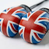 Mini-gants de boxe promotionnels en cuir PU avec drapeau britannique pour décoration de rétroviseur de voiture